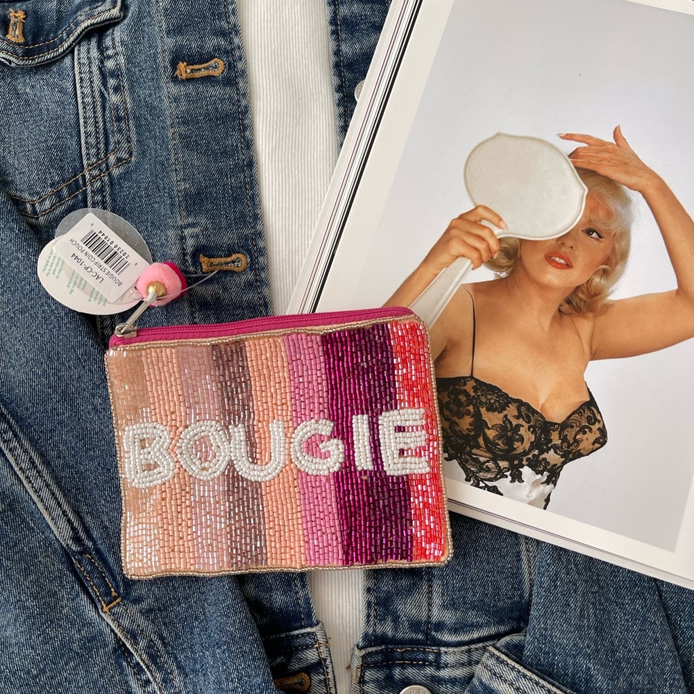 Bougie Coin Pouch Seed Bead pink Coin Pouch Beaded Coin Bag Women's wallet